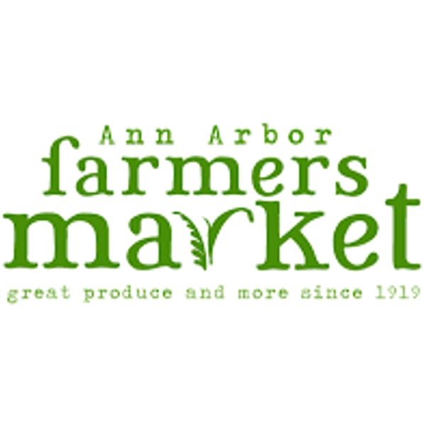 Ann Arbor Farmers Market logo with green text and a small plant icon in the word "market".