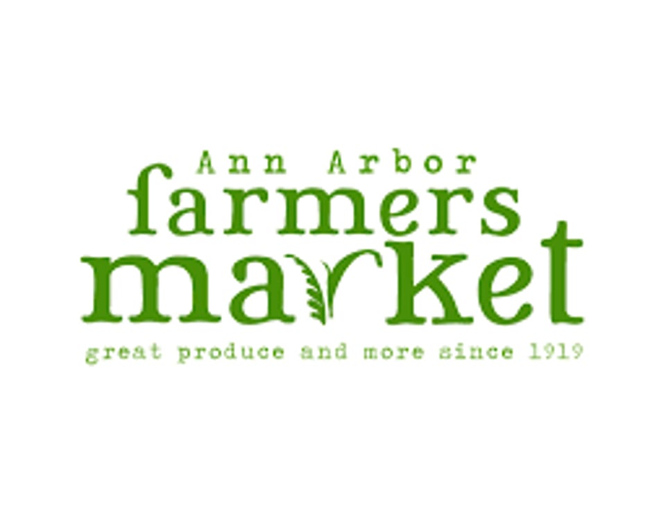 Ann Arbor Farmers Market logo with green text and a small plant icon in the word "market".