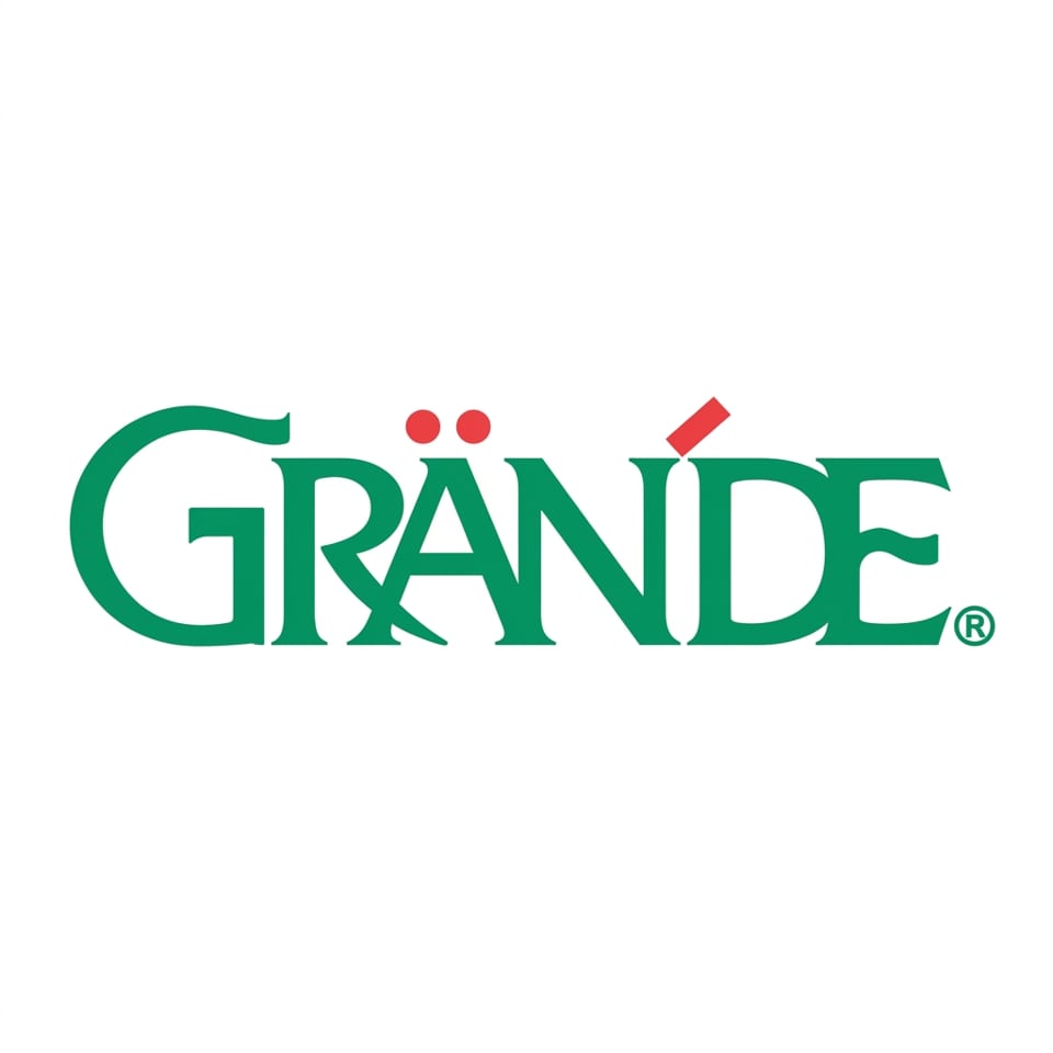 Grände logo in green text with red accents on a white background.