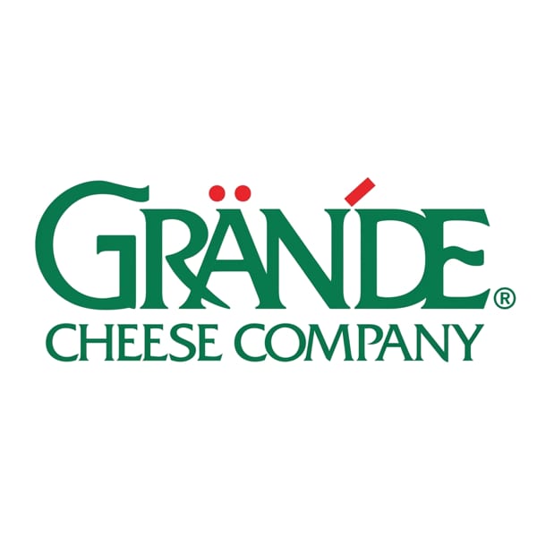 The Grande Cheese Company logo, featuring green text with red accents on a white background.