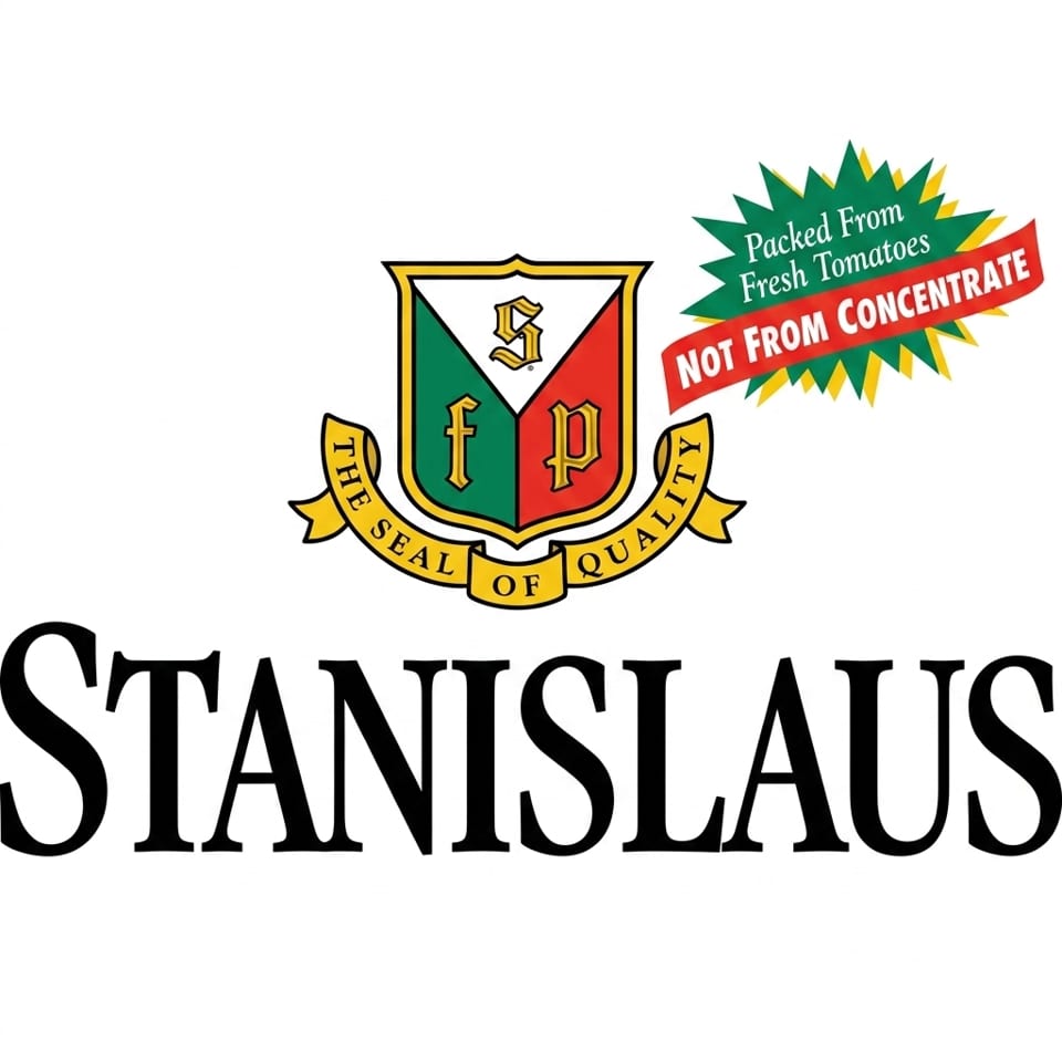 Stanislaus logo with a crest, "The Seal of Quality" banner, and "Not From Concentrate" starburst.