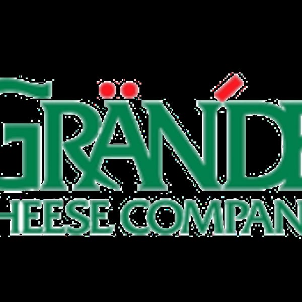 Grande Cheese Company logo with green text on a dark gray background.